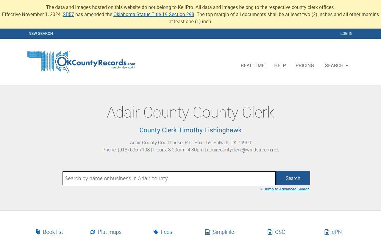 Adair County marriage license records search on OKCountyRecords