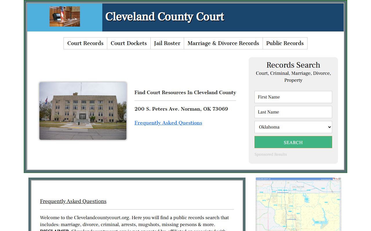 Cleveland County Court website for marriage license and court records