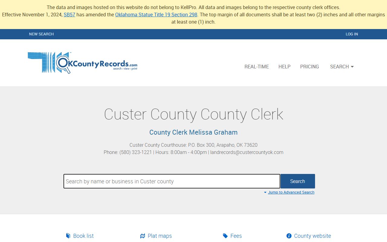 Custer County marriage license records on OKCountyRecords