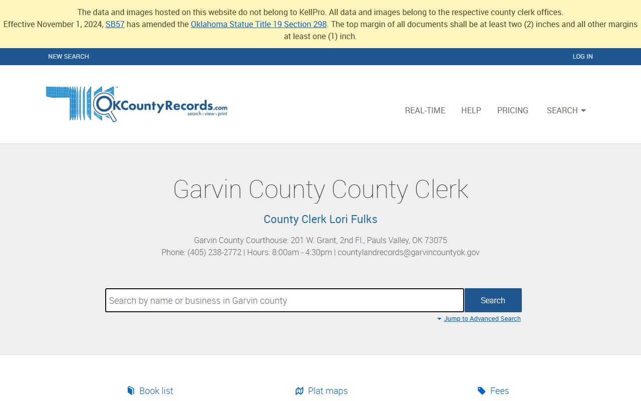 Garvin County marriage license records search