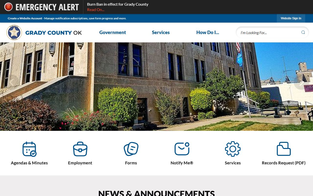 Grady County Oklahoma government website marriage license