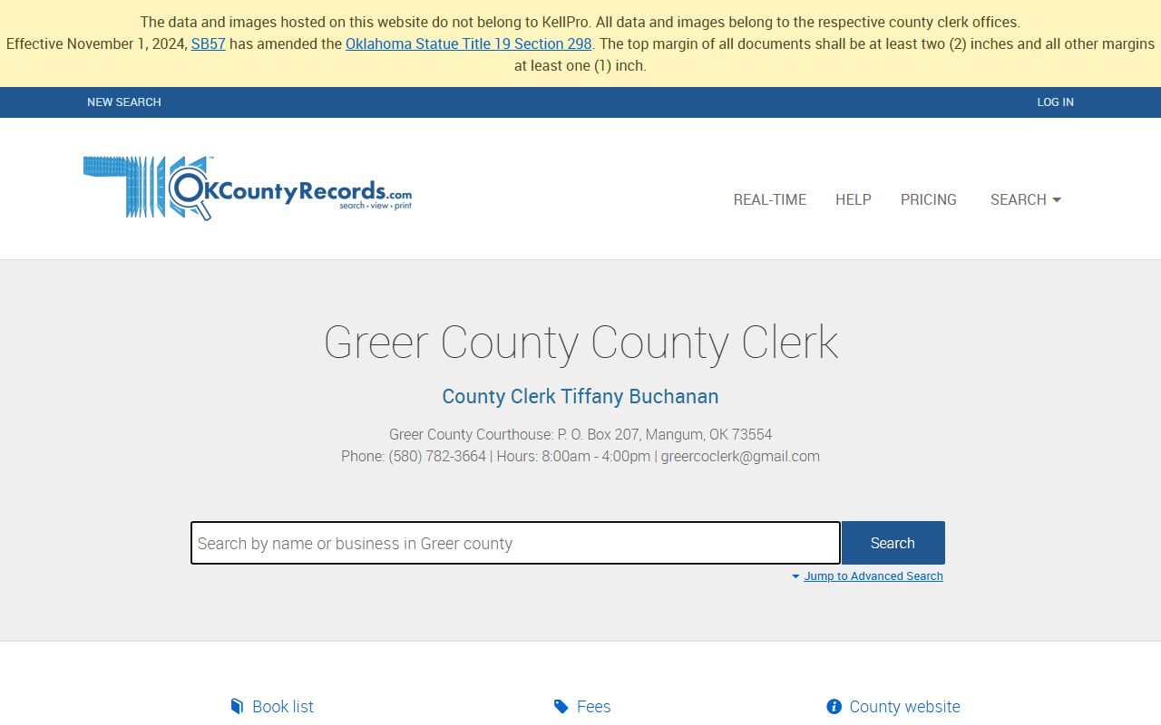 Greer County marriage license records search