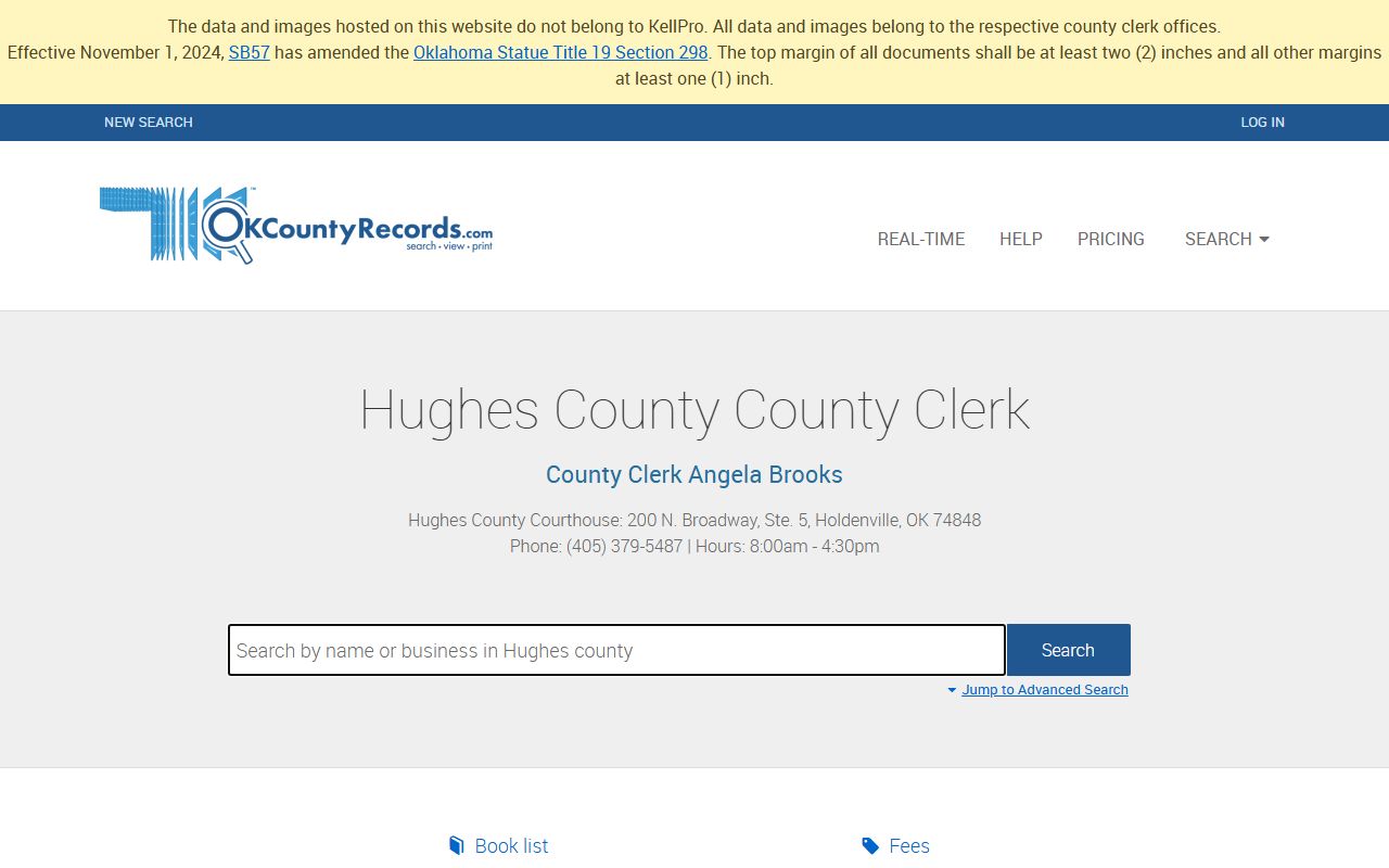 Hughes County marriage license records search