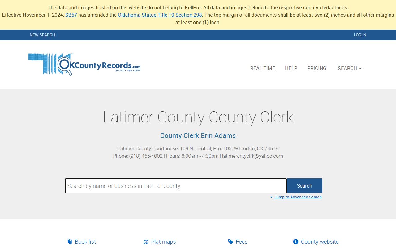 Latimer County marriage license records search