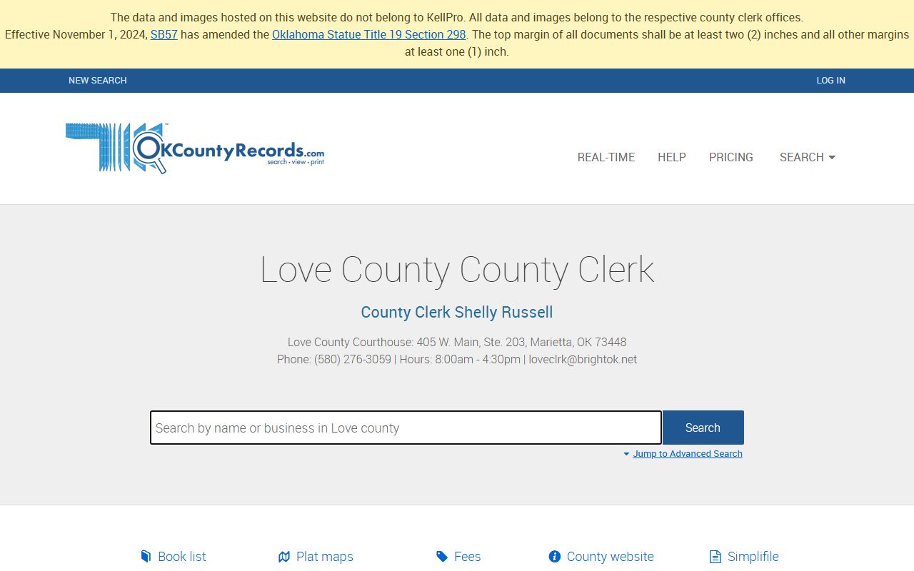 Love County marriage license records search