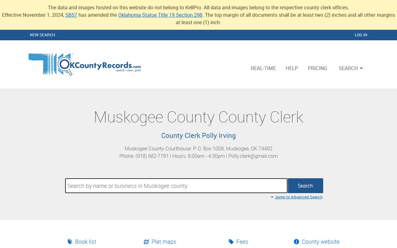 Muskogee County marriage license records search on OKCountyRecords